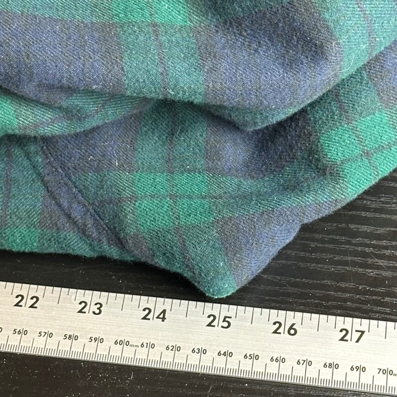 LL Bean Fleece Lined Flannel Shirt Jacket Mens Large Green Plaid 298189 - Picture 9 of 10